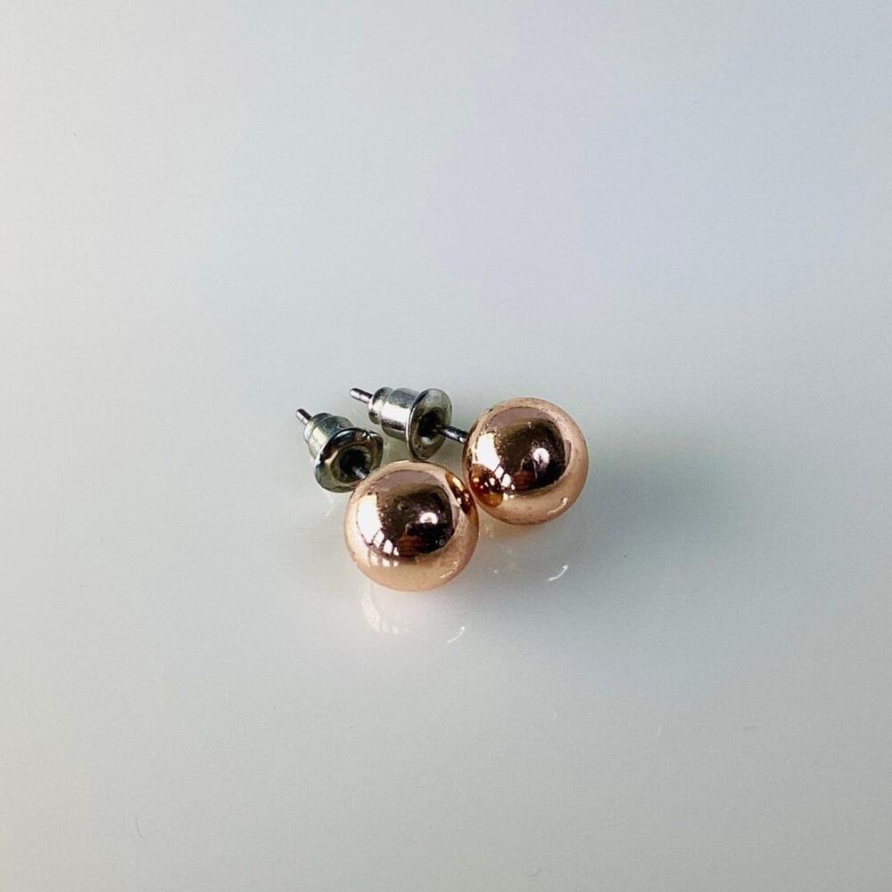 Rose Gold Colored Ball Stud Earrings